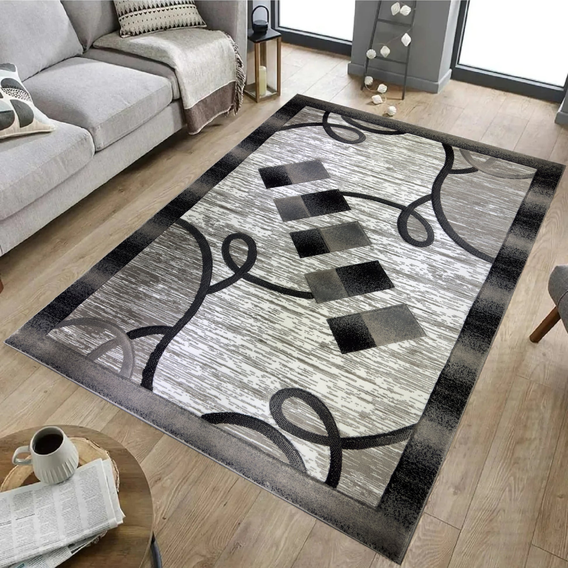 Area Rugs Diamond Collection High Pile Hand Carving 1012 Grey