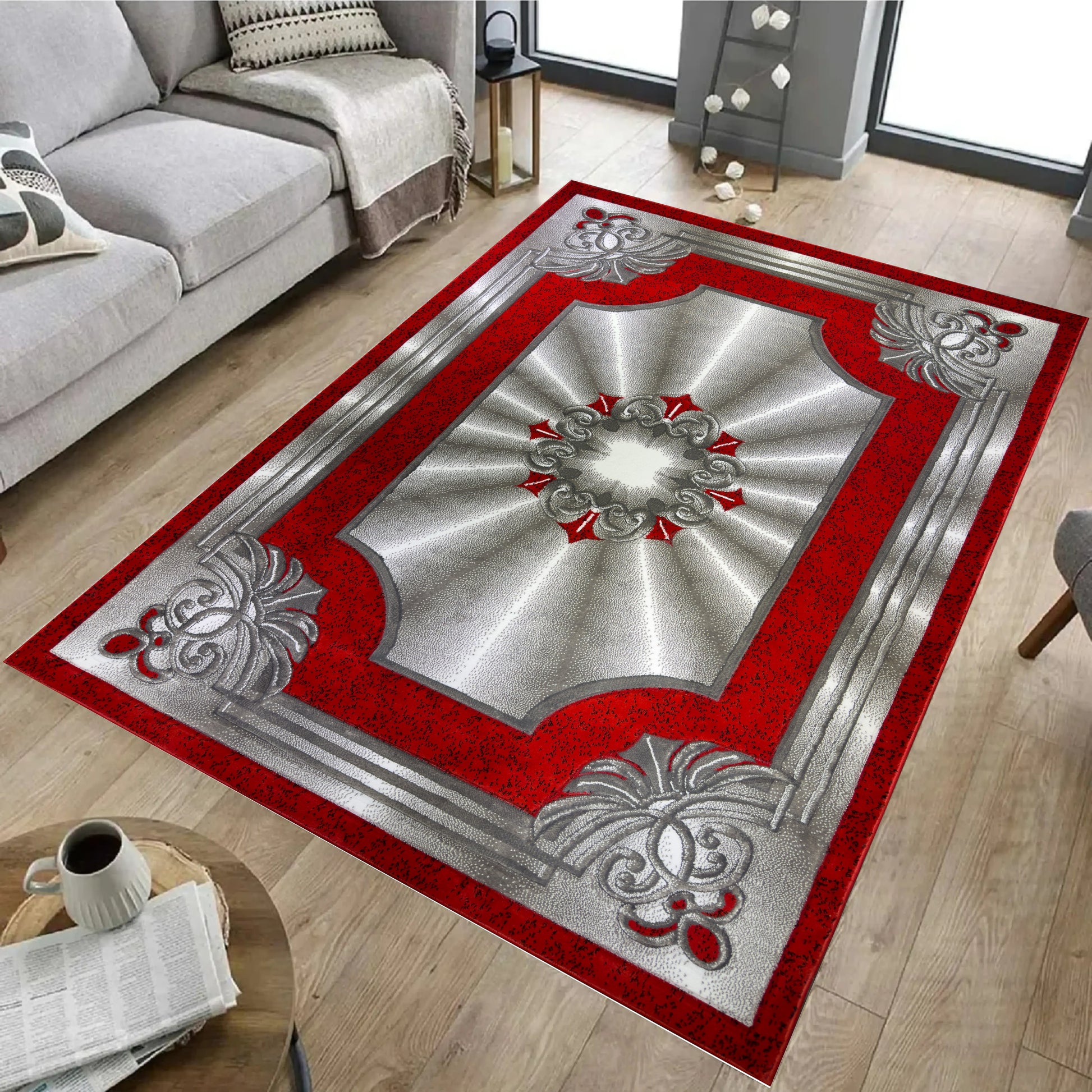 Area Rugs Diamond Collection High Pile Hand Carving 1010 Red