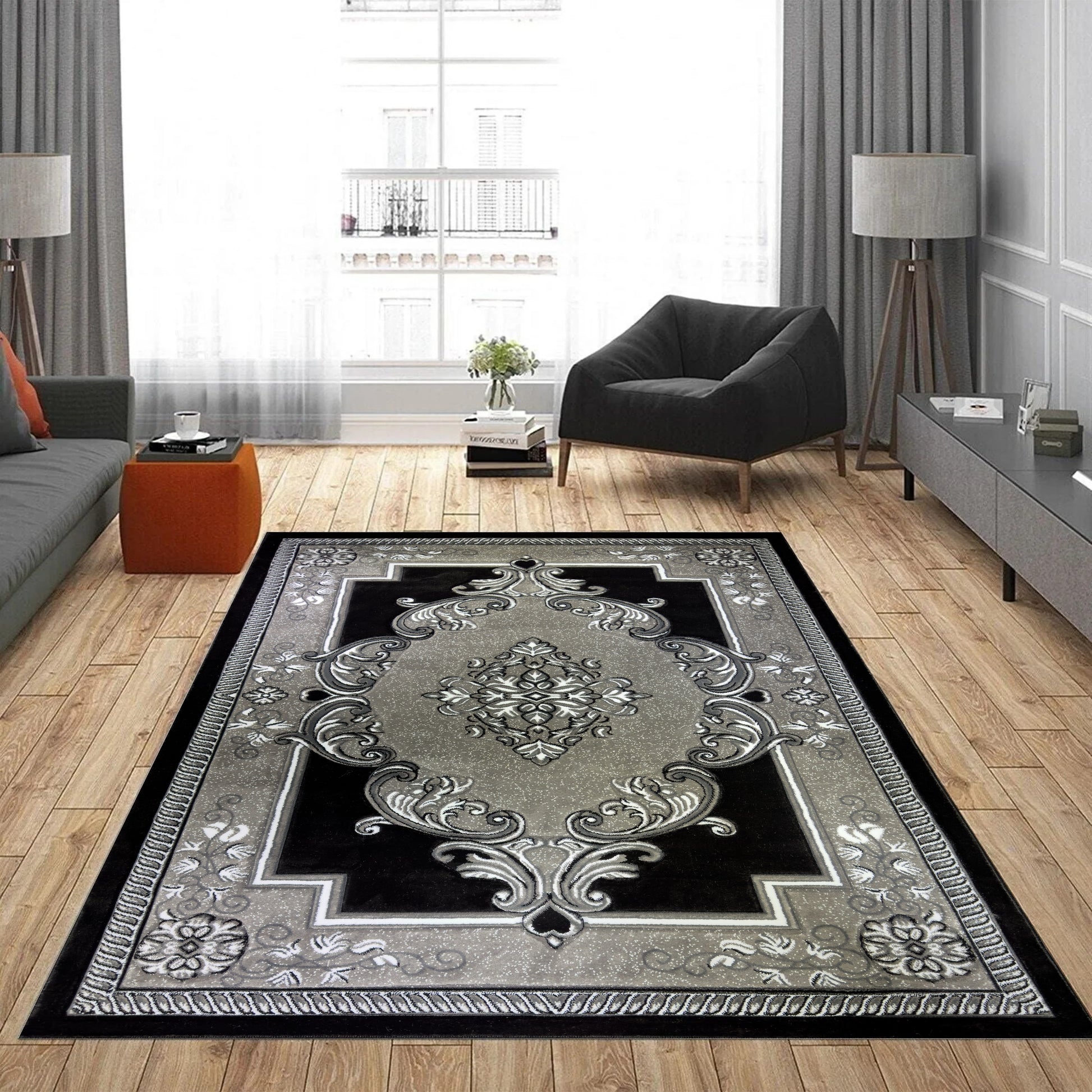 Area Rugs Diamond Collection High Pile Hand Carving 1015 Grey