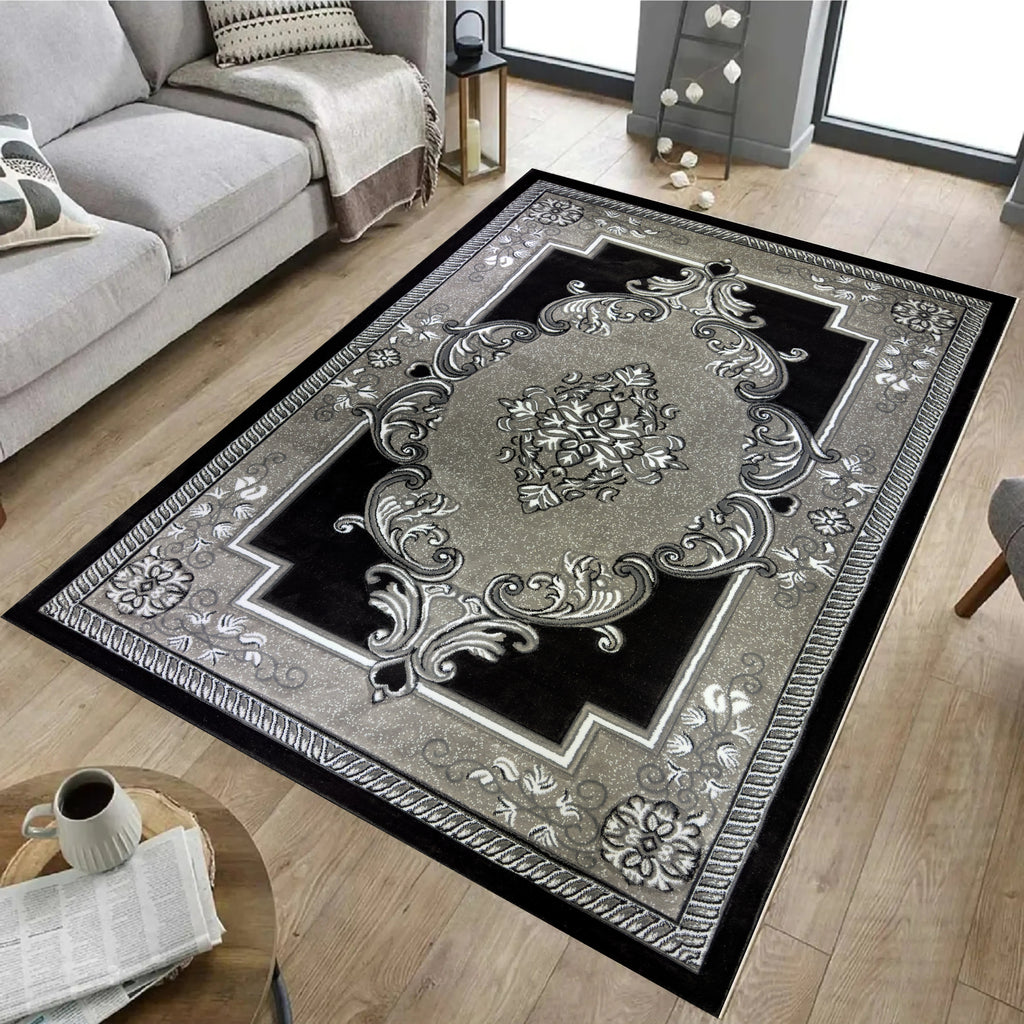 Area Rugs Diamond Collection High Pile Hand Carving 1015 Grey