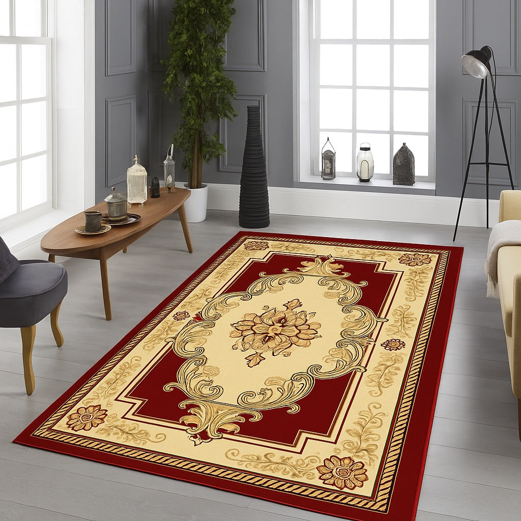 Area Rugs Diamond Collection High Pile Hand Carving 1015 Burgundy
