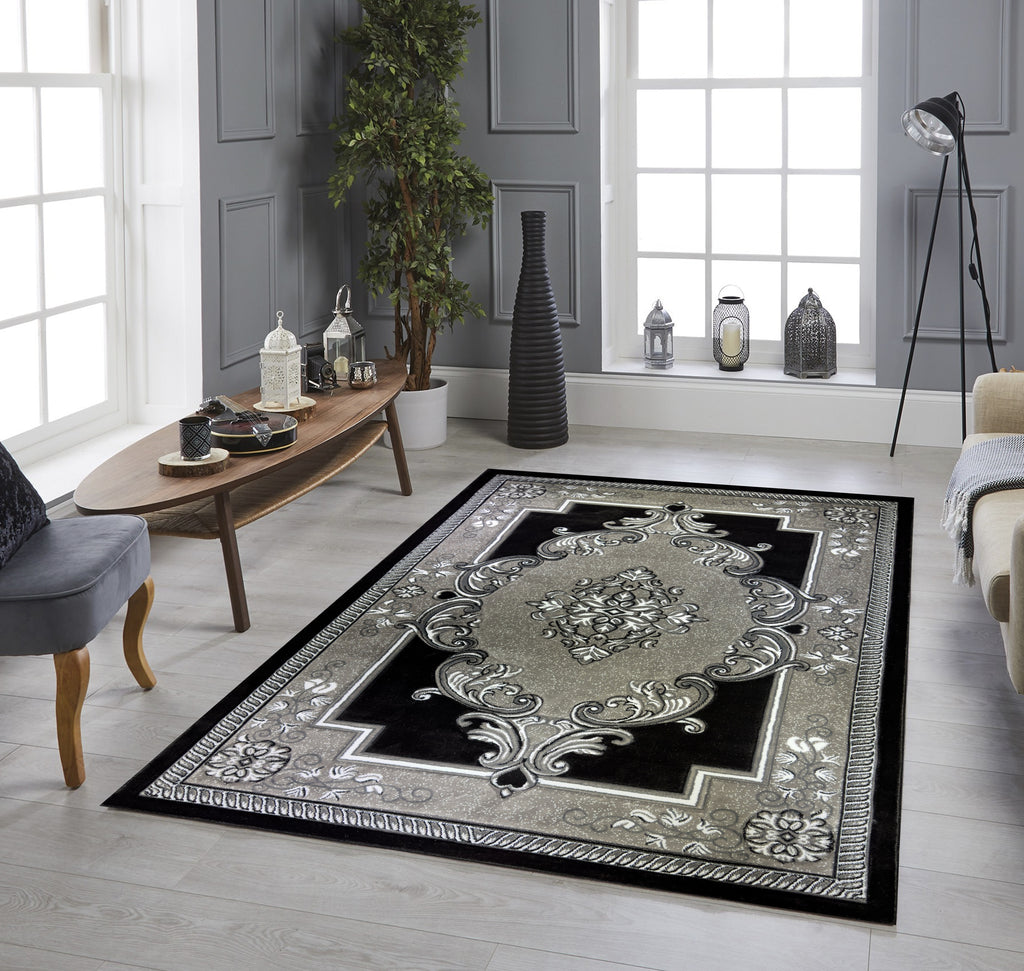 Area Rugs Diamond Collection High Pile Hand Carving 1015 Grey