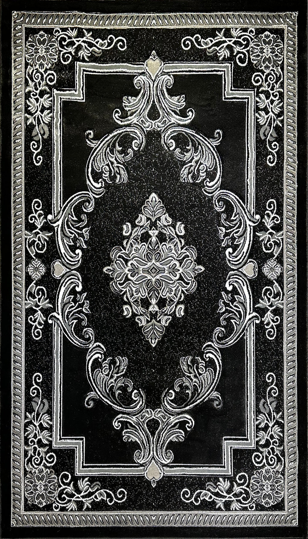 Area Rugs Diamond Collection High Pile Hand Carving 1015 Black