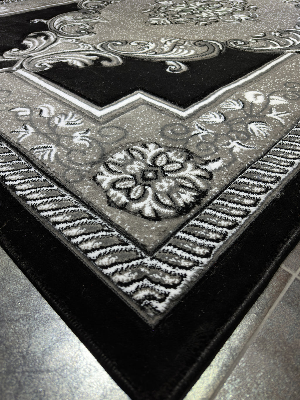 Area Rugs Diamond Collection High Pile Hand Carving 1015 Grey