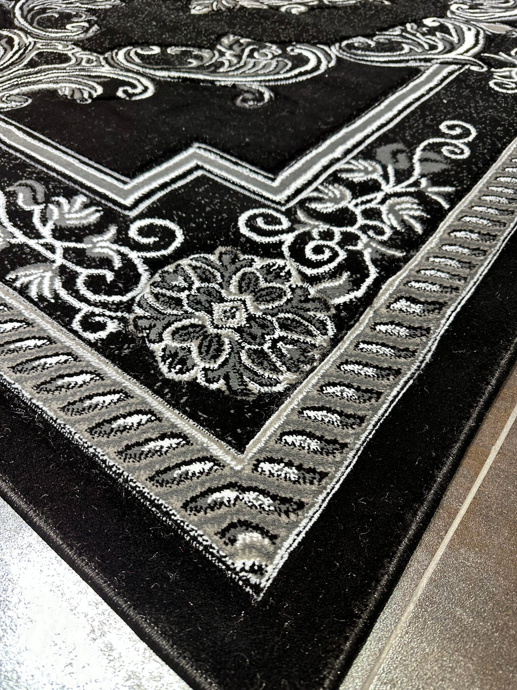 Area Rugs Diamond Collection High Pile Hand Carving 1015 Black