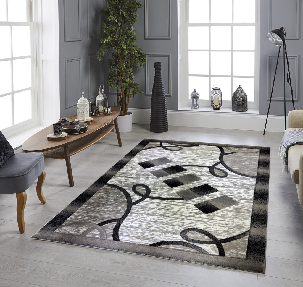 Area Rugs Diamond Collection High Pile Hand Carving 1012 Grey