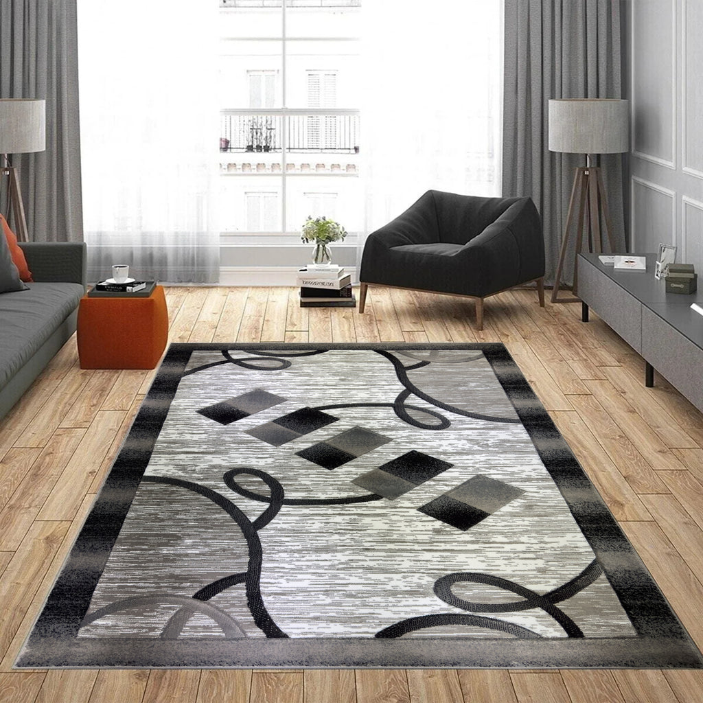 Area Rugs Diamond Collection High Pile Hand Carving 1012 Grey